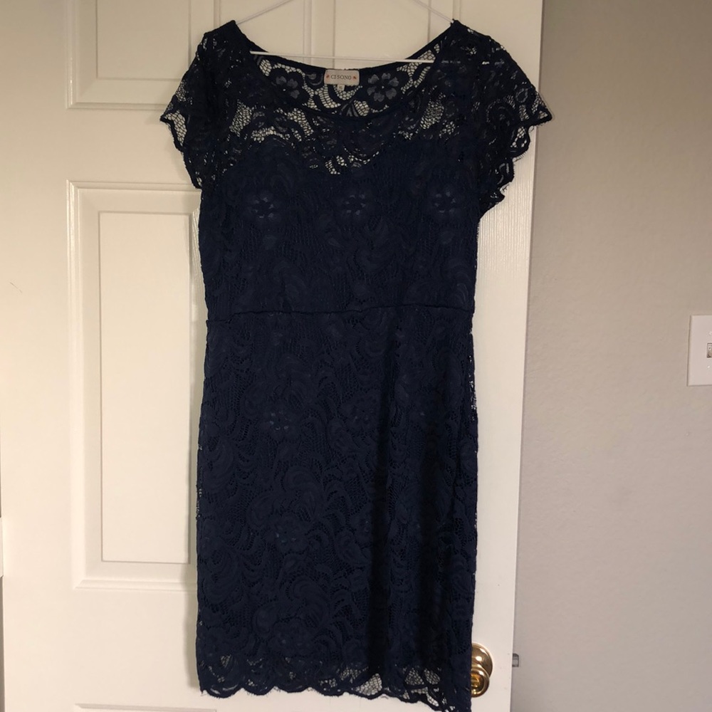 Navy Blue Lace Dress